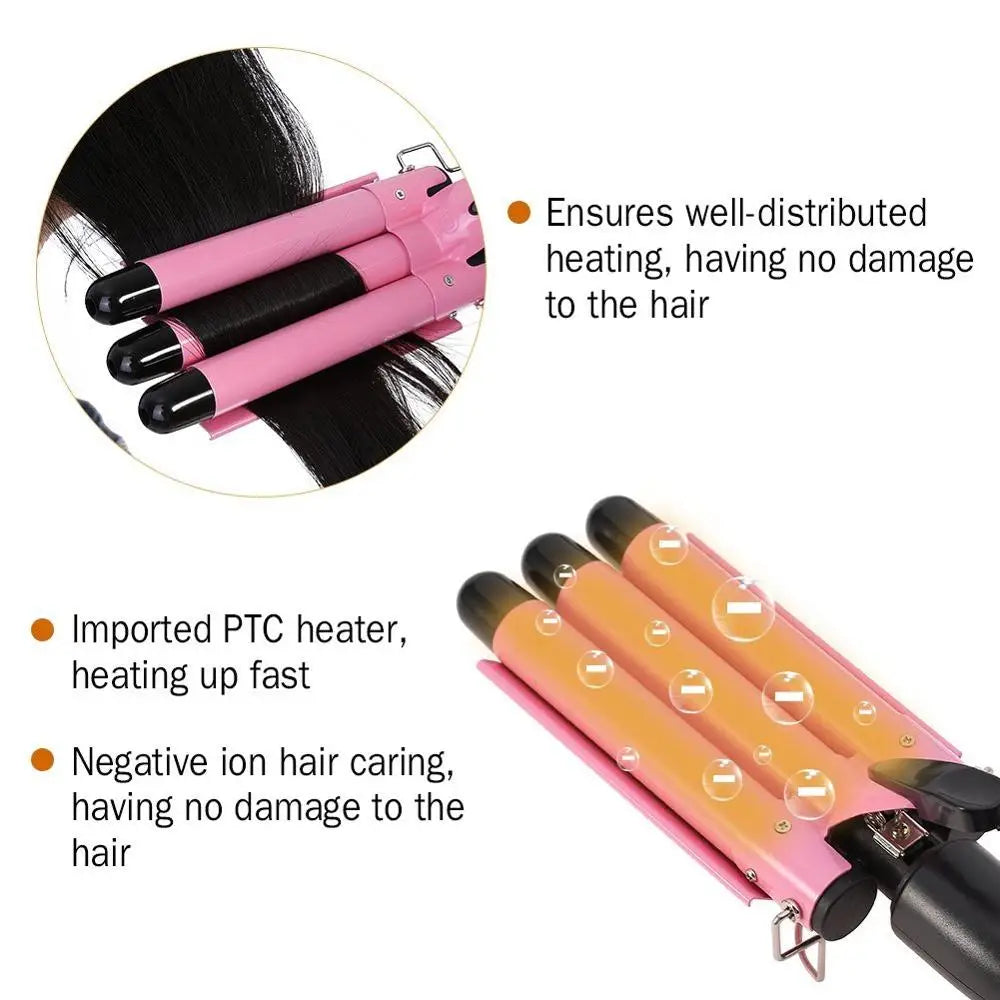 Professional Curling Ceramic Hair Curler Wave Waver Styling Tools Styler Wand Three Barrel Hair Curler Irons Automatic