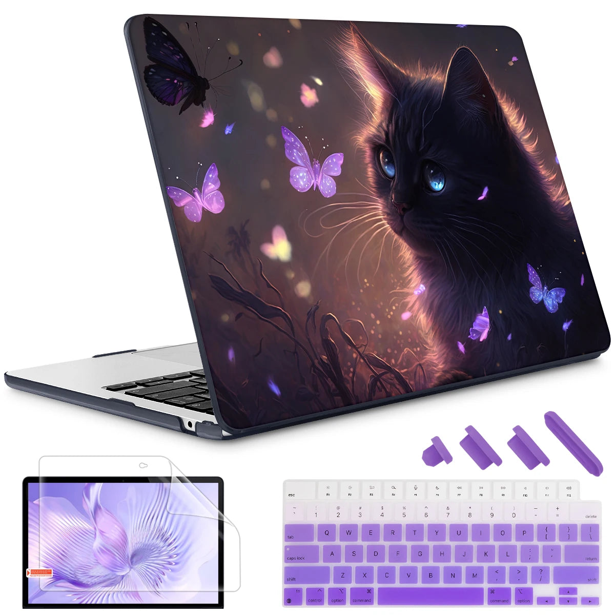 The Crown Cat Hard print case for MacBook 2025 M4 Air Pro 13 14 16 M2 2022 2023 A2681 A2779 A2780 Retina A1502 A2337 M1 A2289