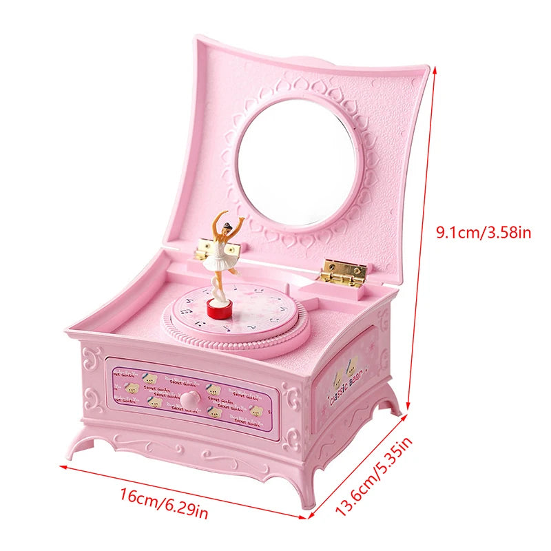 Classical Rotating Dancer Ballerina Piano Music Box Jewelry Organizer Ballerina Wind-Up Music Box Storage Organizer With Mirror