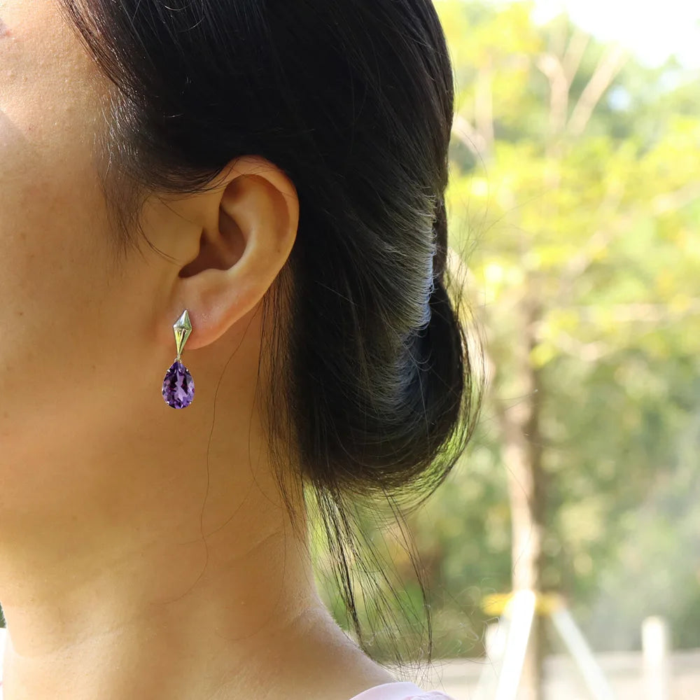 NEW  100% Natural amethyst  rings earrings Simple design jewelry set 925 silver fashion jewelry for women nice gift