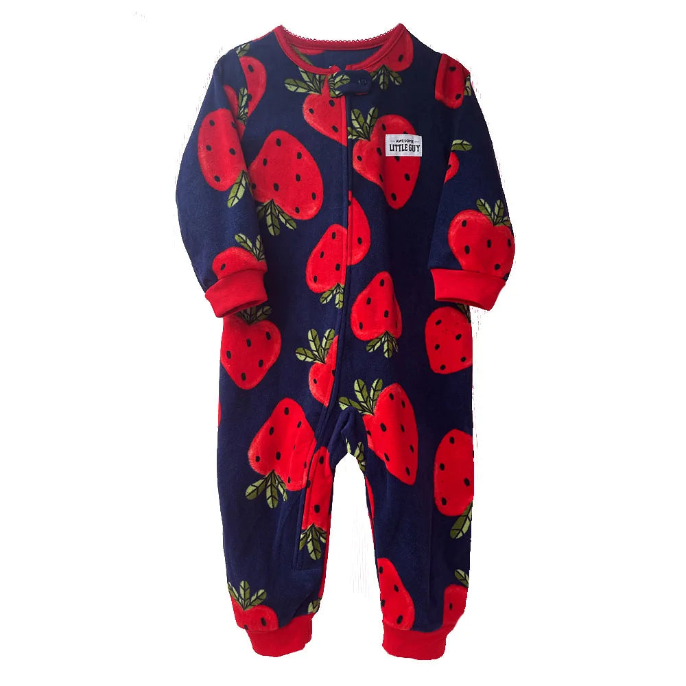 24M Toddler Baby Clothes Romper Children Fleece Outdoor Clothing Winter Warm Climbing Jumpsuit Zipper One-piece Coverall Pajamas
