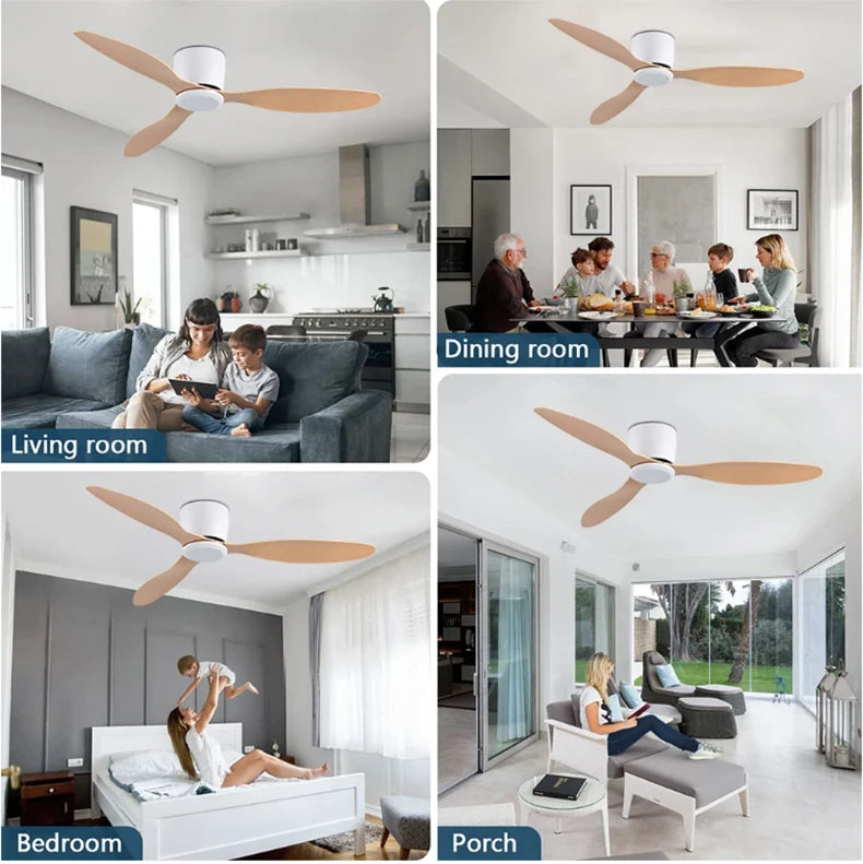 Modern Ceiling Fans No Light DC Motor Remote Control Cooling Fans Low Floor Ceiling Fan Silent Large Home Fan AC95-260V