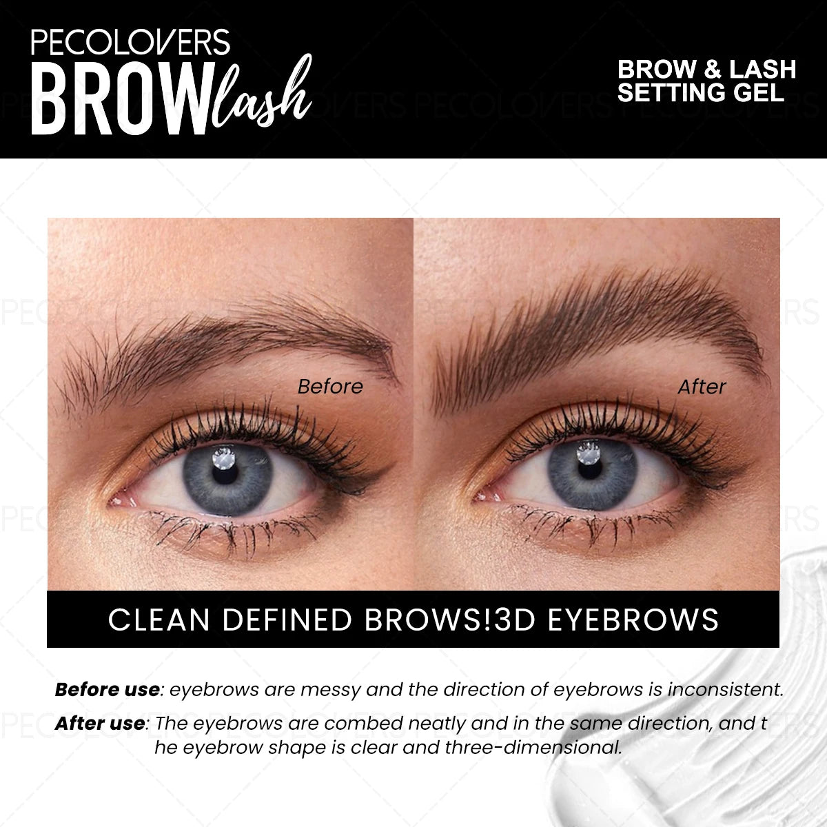 1PC Eyebrow Gel with Brush - Mild Formula, Light and Non-sticky, Strong Styling, Waterproof, Suitable for All Skin Types