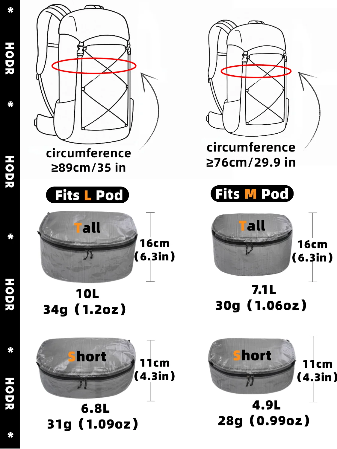 [HODR] STASHLITE Packing Pods Ultralight Dyneema™ 1.6 oz Waterproof Stuff Sack – Cuben Fiber DCF Organizer Pouch for Backpacking