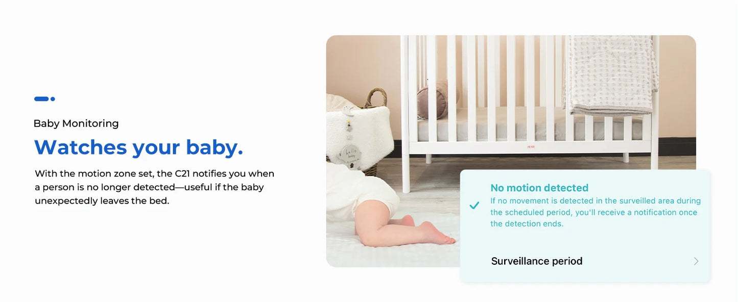 IMILAB C21 2.5K IP Security Camera MiHome App 360° Night Vision Baby Monitor with App, 2-Way Audio, AI Detection