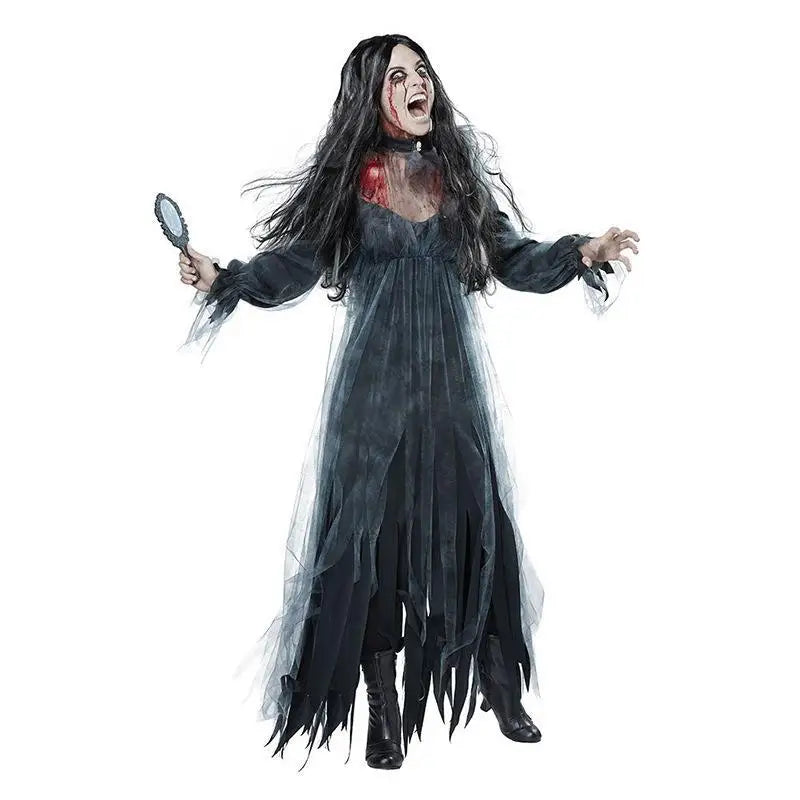 Halloween Costumes Cosplay Costumes Ghost Bride Witch Vampire Performance Game Clothes Women Dress Scary Demon Medieval Cloak