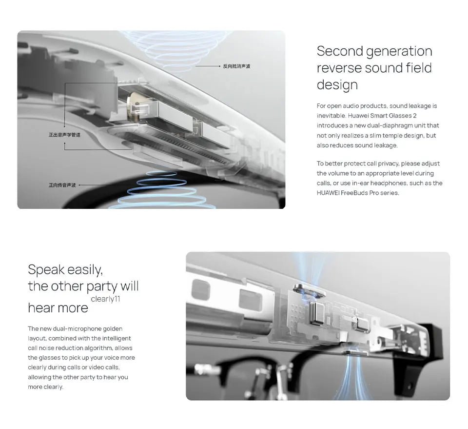 Huawei Smart Glasses 2 All-weather intelligent broadcasting, 11 hours of continuous listening