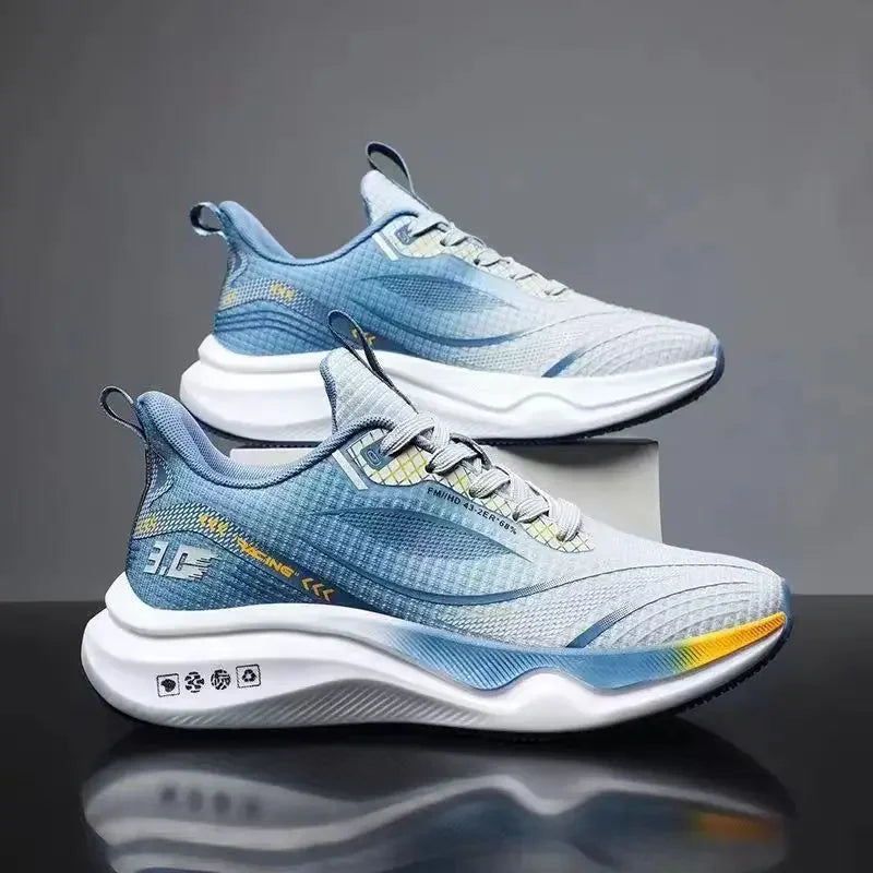 Ice Silk Mesh Sports Shoes Running Shoes Thick Bottom Soft Bottom Breathable Trendy Casual Men's Shoes Comfortable EVA Insole