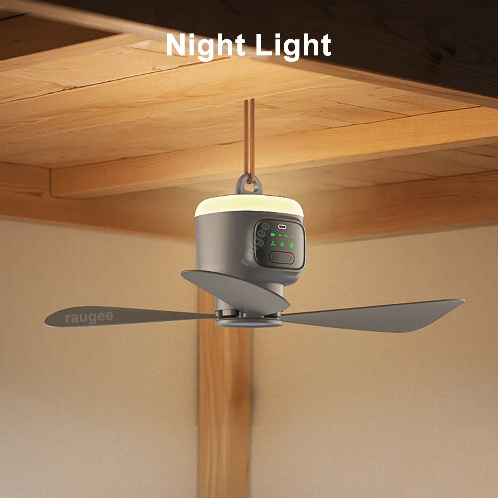 Ceiling Fan 12000mAh Rechargeable Portable Camping Fan Tent Ventilator Cooler Wireless Electric Fan Remote Control LED Lighting