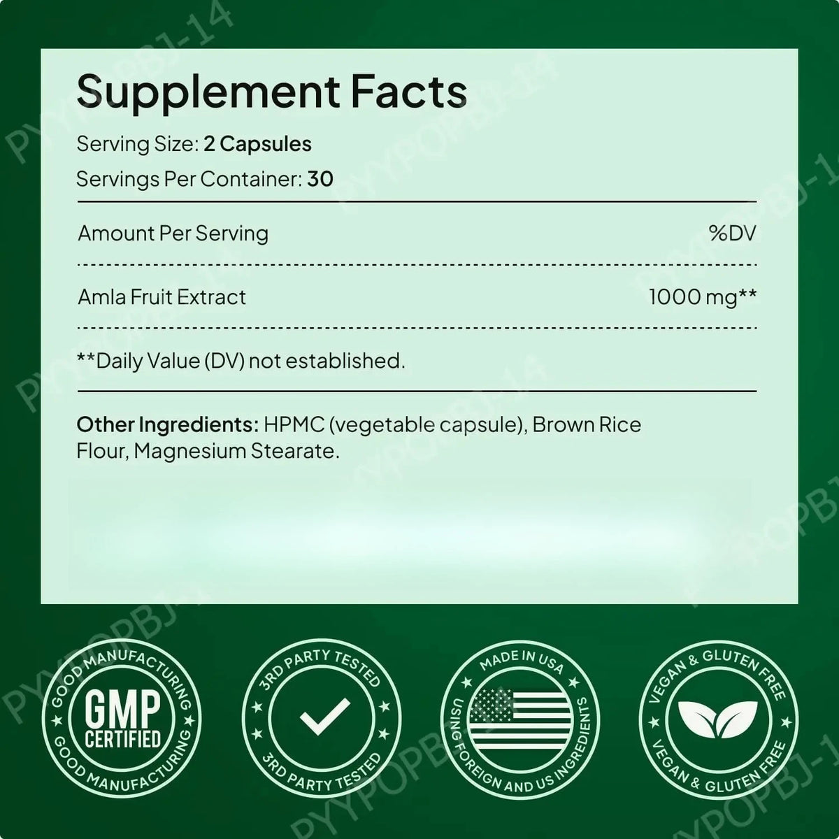 Amla Fruit Extract 1000mg Capsules Superfruit Supplement Energy Support 60 Capsules 30 Servings Vegan Non-GMO Gluten Free