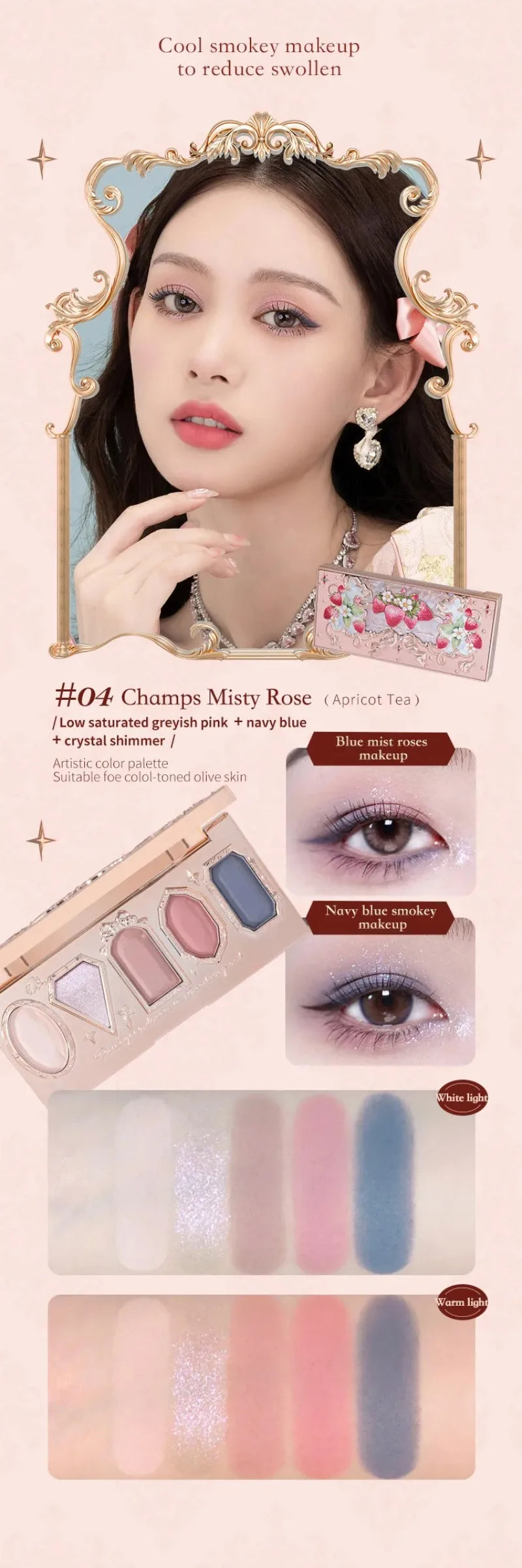 Flower Knows Strawberry Rococo Series Makeup Set Glitter Matte Eyeshadow Palette Blusher Power Velvet Lipstick Kit Perfume Set