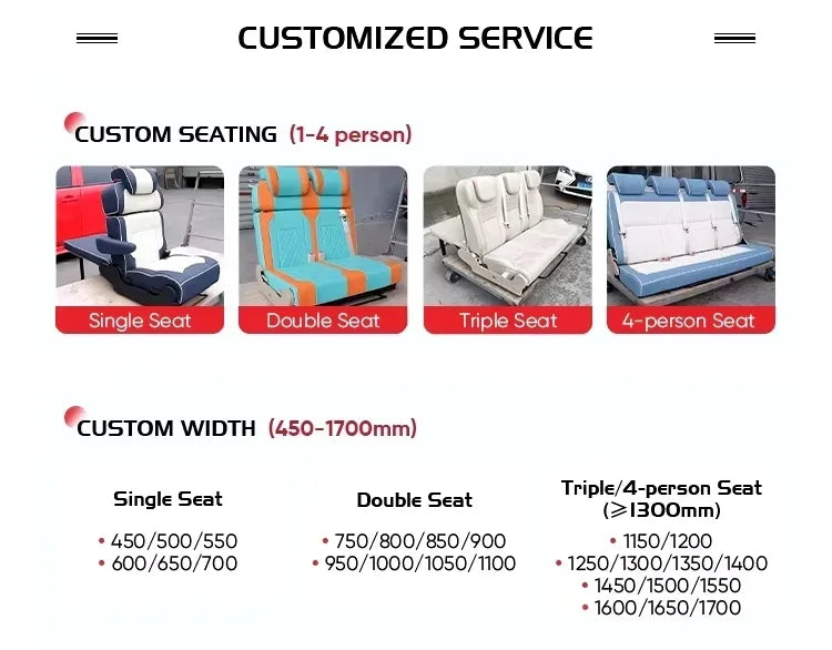 Triple Person Seat Customized Modified RV Passenger Seat Bed Comfortable Adjustable Folding Sofa Seat Ideal for RVs Camper Van
