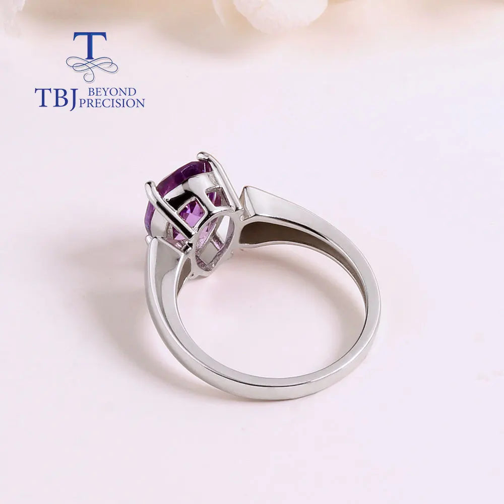 NEW  100% Natural amethyst  rings earrings Simple design jewelry set 925 silver fashion jewelry for women nice gift