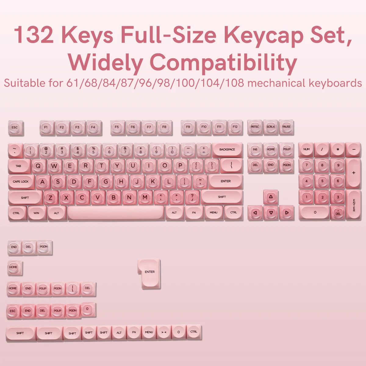 130 Keys Pink Liquid Foundation Keycap HOA Profile PBT Double Shot Keycap For Mx Switch Mechanical Keyboard ISO Enter Key Caps