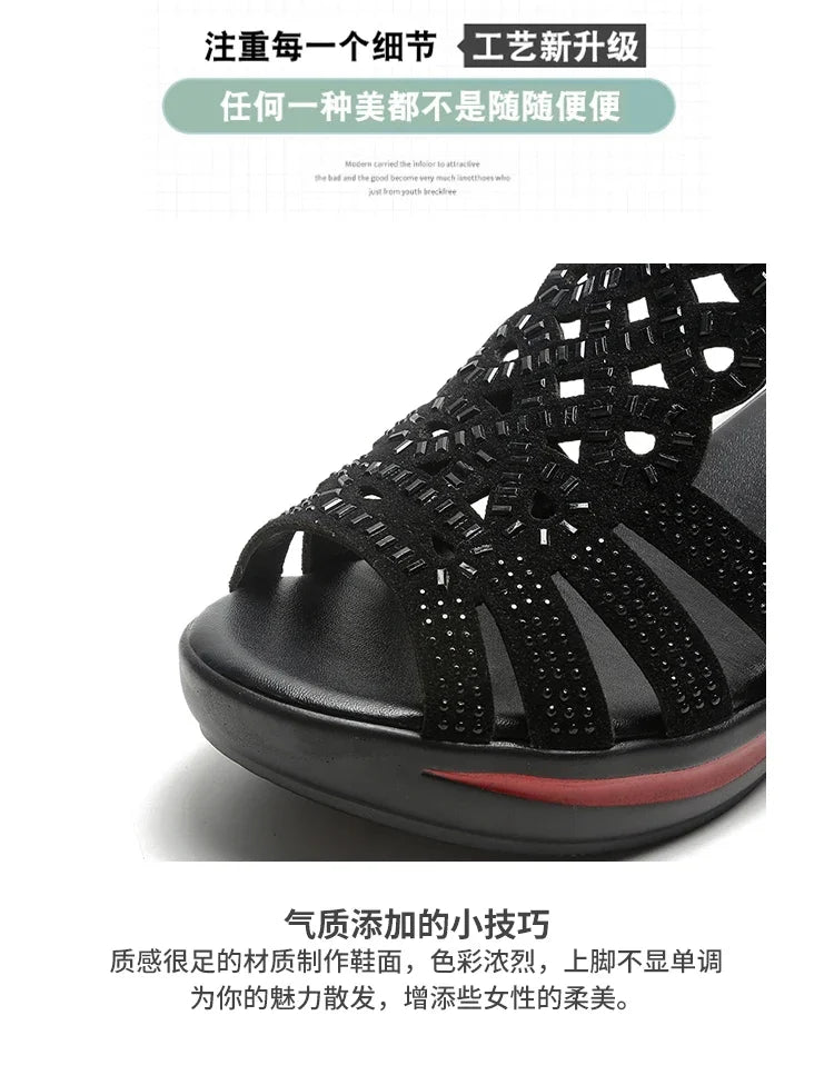 Ladies Shoes on Offer 2025 New Brand Fashion Zipper Women's Sandals Summer Elegant Ladies Roman Platform Wedge Heeled Sandals