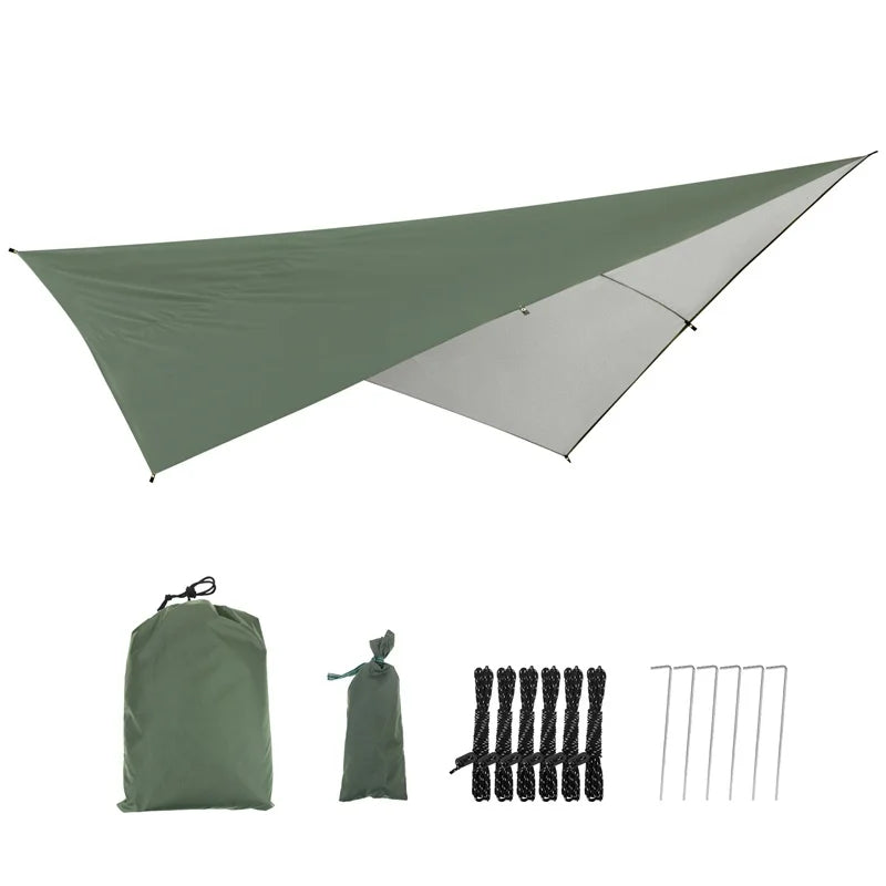 290x290cm Lightweight Waterproof Outdoor Camping Tent Tarp Backpacking Shelter Sun Sail Shade Garden Plant Cover Canopy Awning