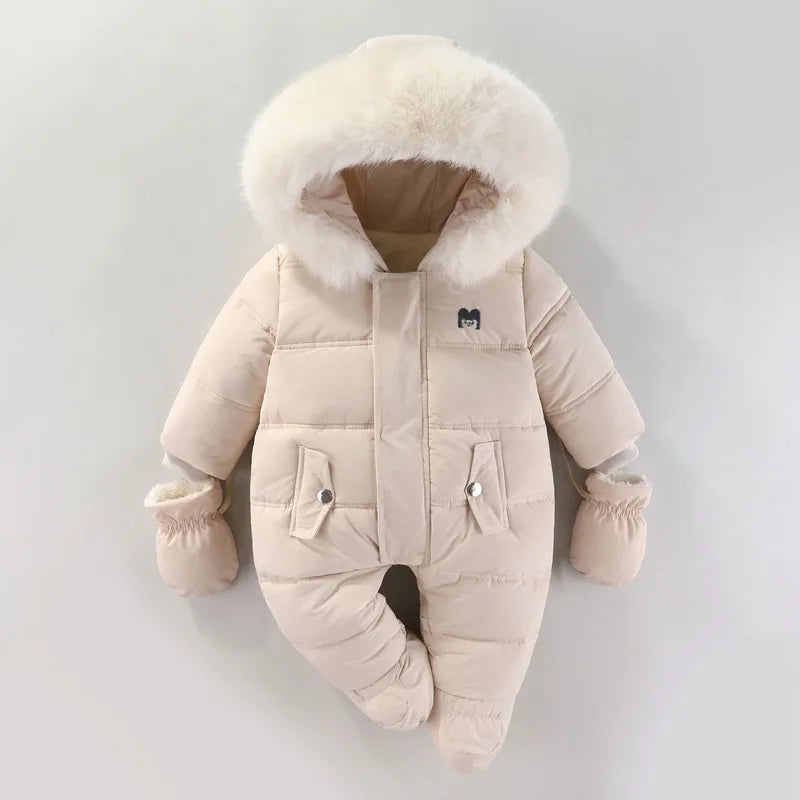 Baby ClothesChildren Clothing Boys and Girls Jumpsuits with Fleece and Cotton Jacket Outdoor Hugging Winter Cotton Clothe