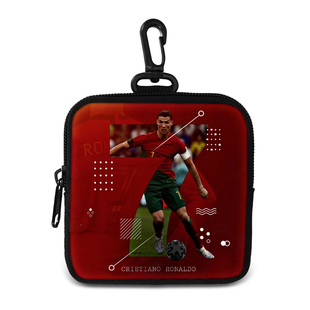 Ronaldo Money Coin Purse with Key Ring Pocket Purse mini headphone bag Football Star storage bag Credit Card Holoder Man Women