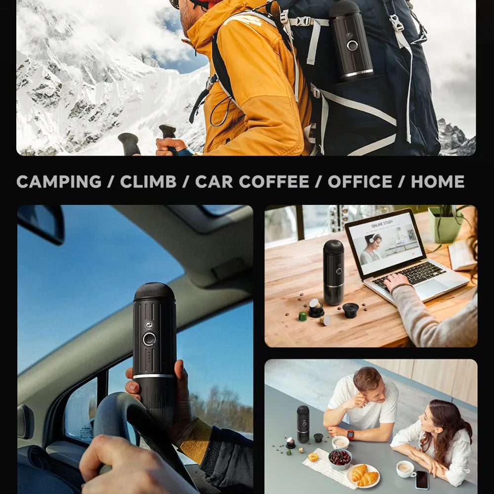 Portable Heating Espresso Machine Wireless Coffee Pot Rechargeable Espresso Extraction Coffee Maker for Travel Office