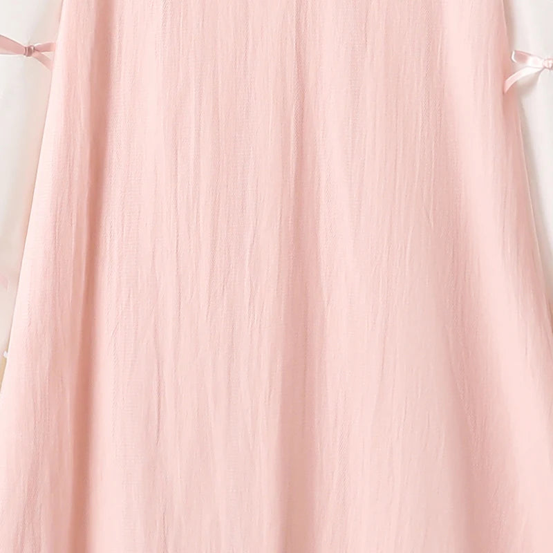 2025 Kids Clothing Autumn New Dress Pink O-Neck Long Sleeve A-Line Dress For Girls 8-12 Years Pretty Princess dress Party Set