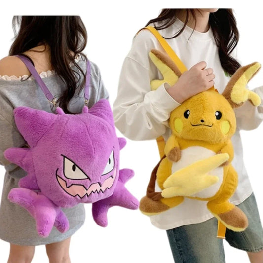Japanese Style Plush Shoulder Bag Raichu Pikachu Eevee Psyduck Gengar Design Crossbody Backpack for Student Daily Outfit Gift