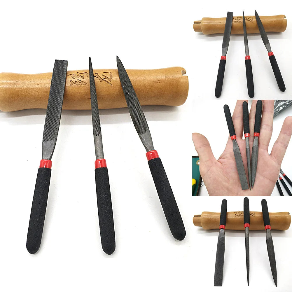 Hand Operated Tools Files Model Files Reliable 3Pcs/Set Half Round File Mini Files Round File Steel Flat File Home