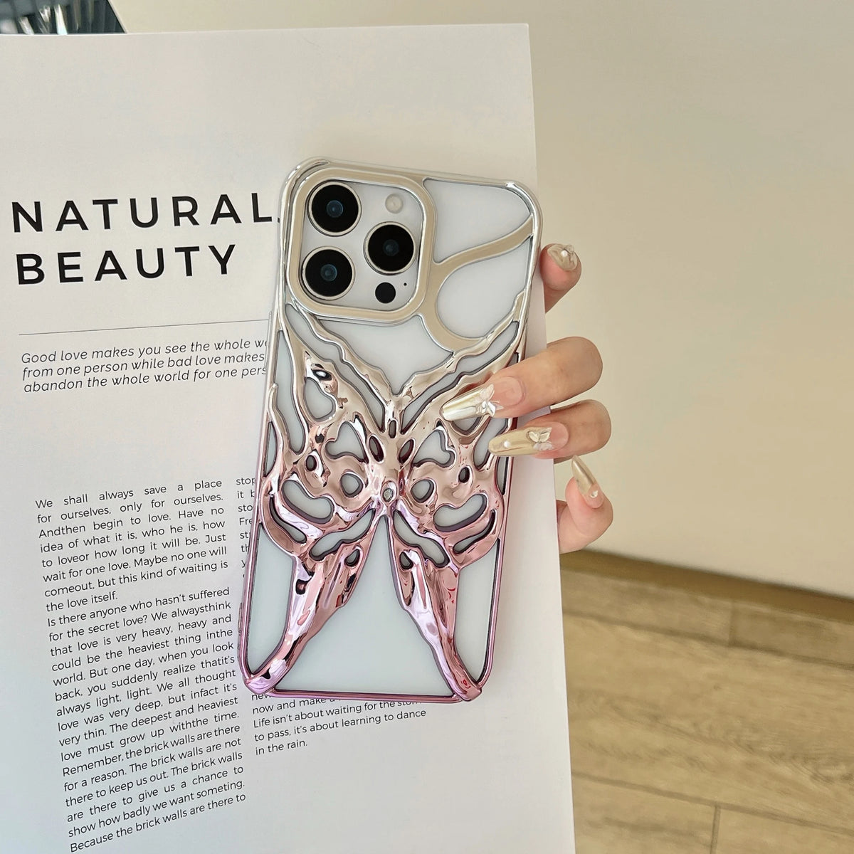 Plating Butterfly Hollow Out Gradient Color Soft Phone Case for iPhone 11 12 13 14 15 16 Pro Max Heat Dissipation Cooling Cover