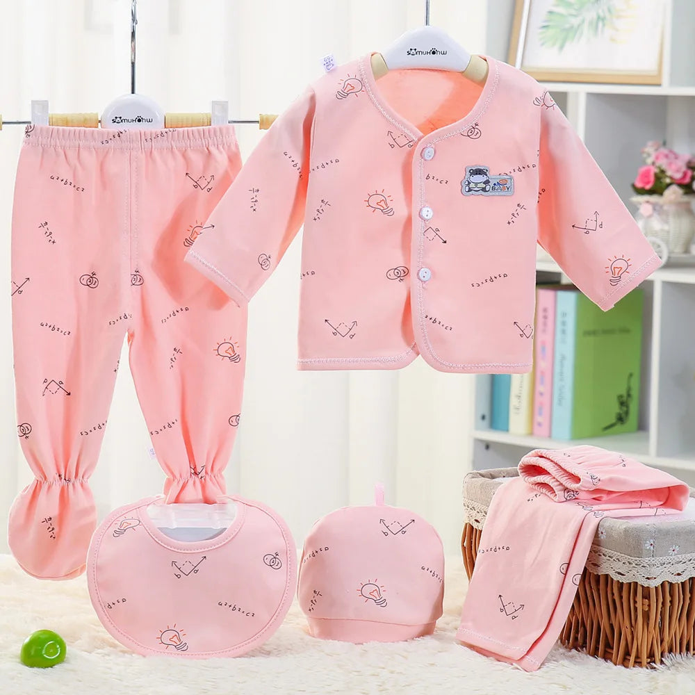 5pcs/set Children's Clothing Baby Hedgehog Newborn Set Pure Cotton 0-3M Baby Clothes Spring Autumn Pure Cotton Underwear Set