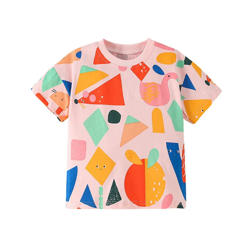 Jumping Meters 2-7T Animals Print 100% Cotton Baby Girls Tees Cotton Summer Toddler Clothes Kids Tops Children's Tshirts