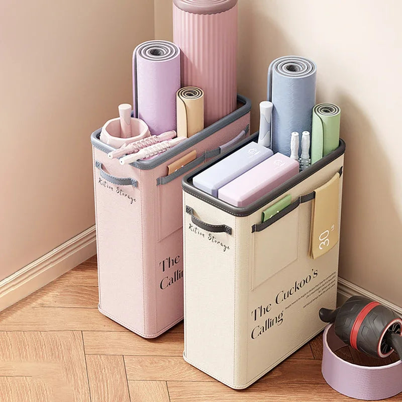 Foldable Fabric Storage Basket Yoga Storage Box Sundries Yoga Mat Organizing Home Sports Equipment Storage