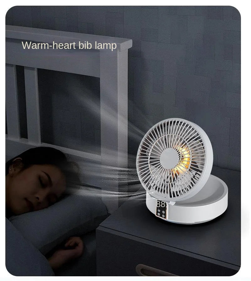 2023 New Fan With Remote Control Portable Wall-hanging Rechargeable Usb Electric Folding Fan Nightlight Air Cooler Household