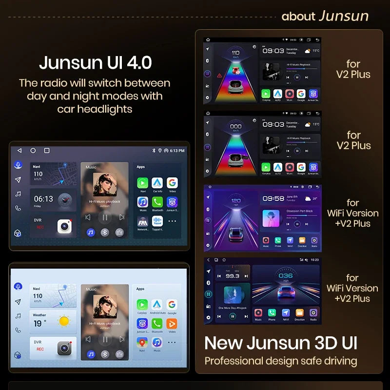 Junsun Wireless CarPlay Android Auto Radio For Smart Fortwo 451 2005 - 2015 Car Intelligent Systems RDS BT DSP 2 din autoradio