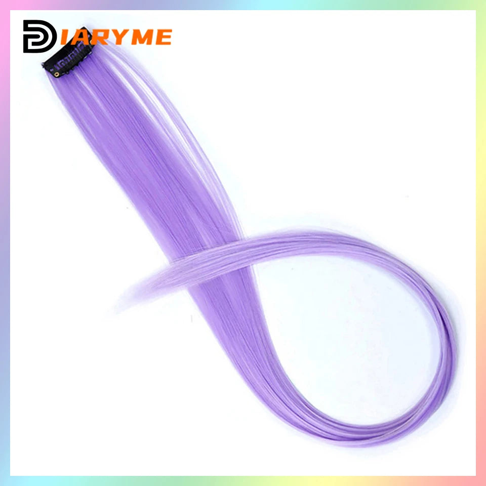 Colorful Hair Extensions Curly One Clip in Synthetic Long Hairpiece For Girls Women Kid Multi-colors Party Highlights Wig Piece