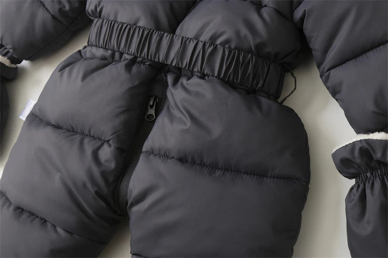 Winter Newborn Baby Jumpsuit Thicken Baby Clothes Plus Velvet Warm Baby Rompers With Gloves Hooded Infant Snowsuit Clothing