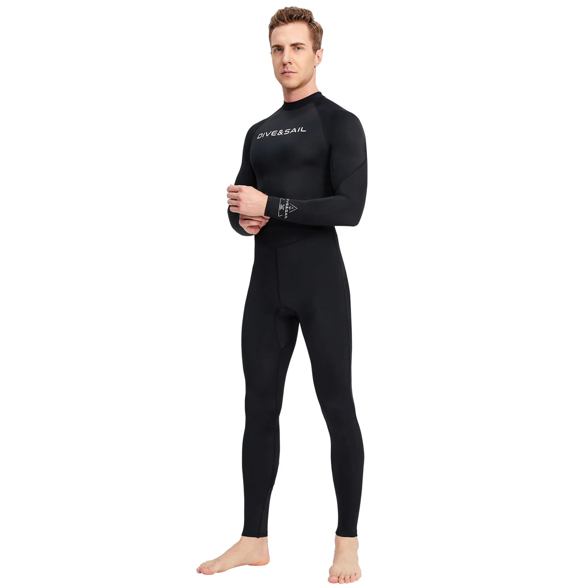 Summer Men's Long-sleeved One-piece Swimsuit Lightweight Breathable Beach Surfing Swimming Sunscreen Quick-drying Clothesdropshi