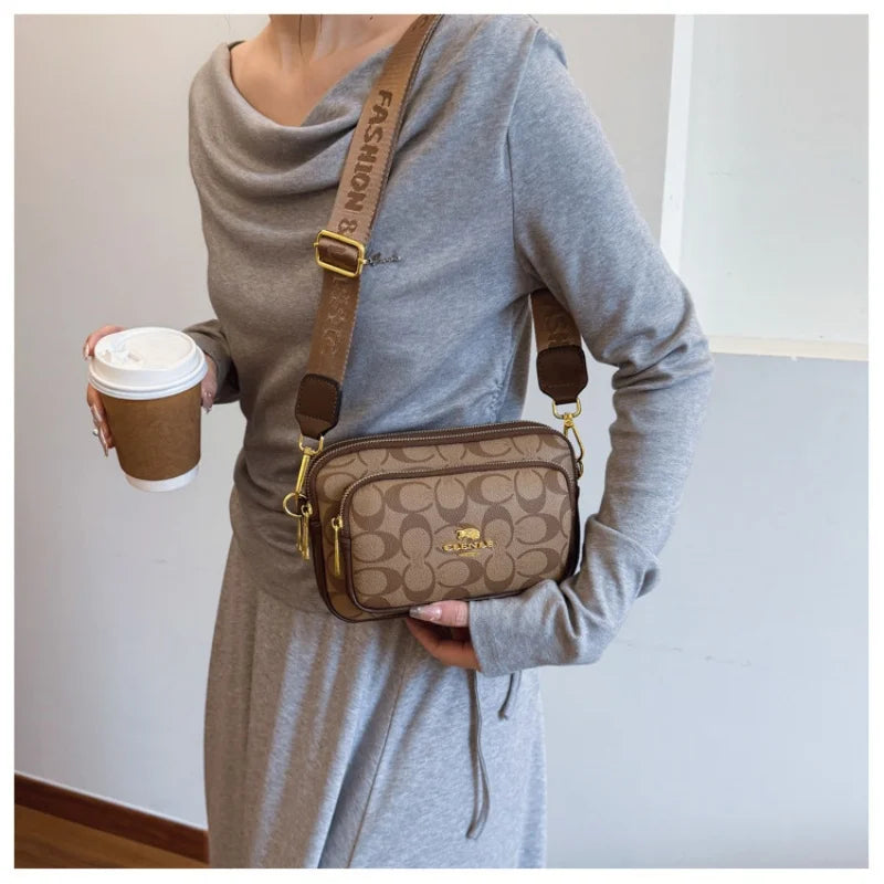 2026 New Retro Luxury Women Shoulder Bag Crossbody Bag Original Circular Pattern Logo Durable Fabric Adjustable Strap Daily Work