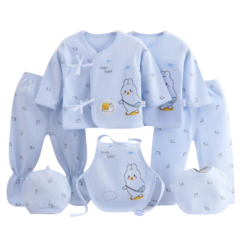 Baby Girls Clothes for Newborn 100% Cotton Tops and Hat and Bibs and Pants Set 0 to 3 Months