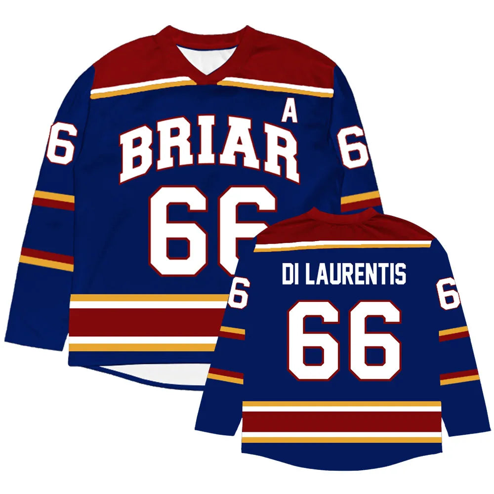 Unisex Streetwear Off Campus Briar University Hockey Jersey Graham 44 22 DI LAURENTIS 66 Tucker46 T-shirt Loose Long Sleeve Tees