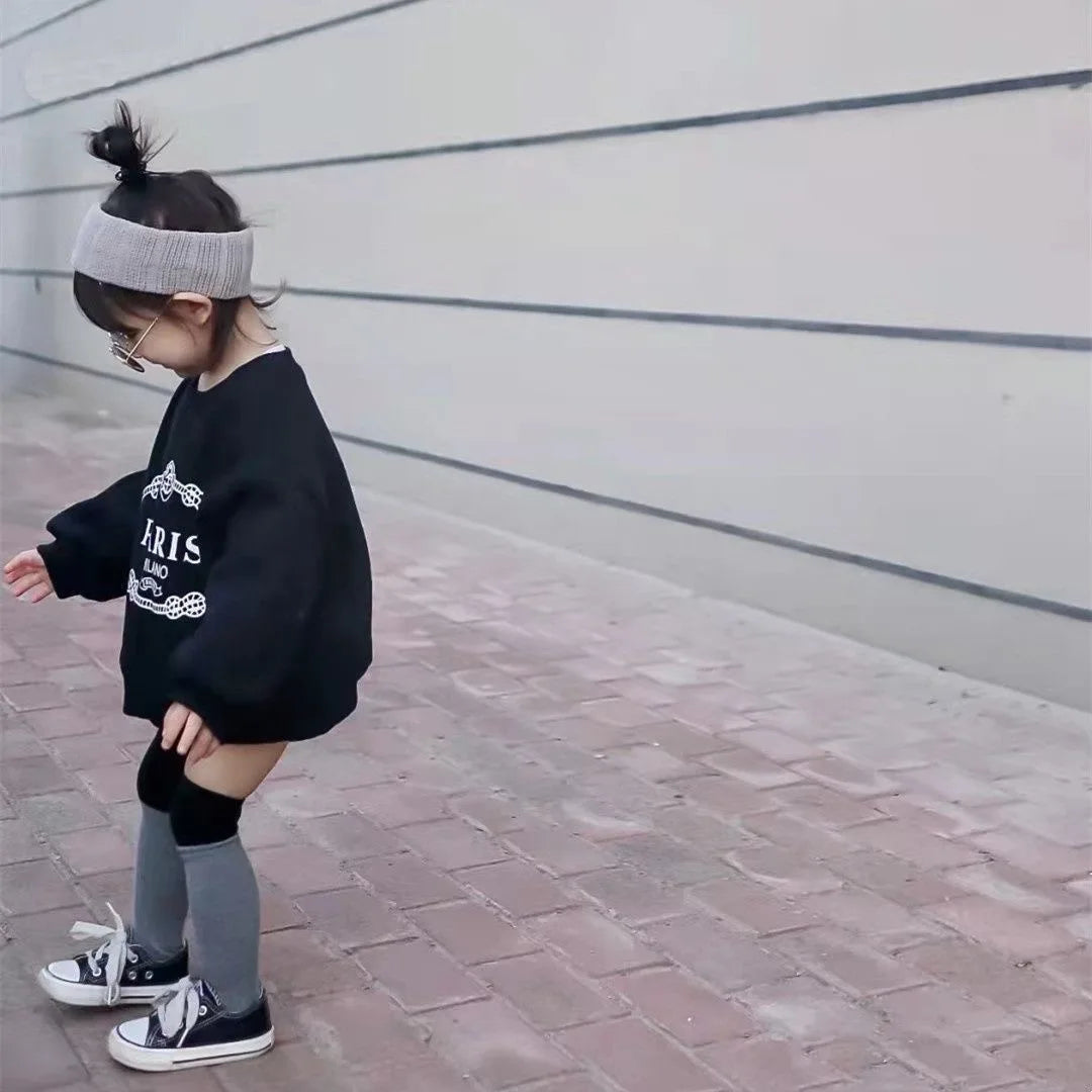 Fashion Baby Girl Boy Sweatshirt Infant Toddler Child Hoodie Fleece Casual Letter Print Top Outfit Baby Clothes 1-10Y