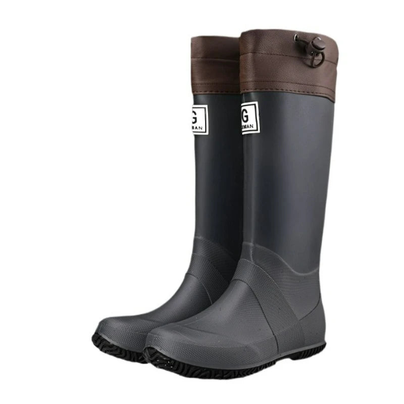 Unisex Rain Boots Waterproof Rubber Shoes Outdoor Non-Slip Fishing Boot Fashion Drawstring Men Boots Soft Long-Tube Water Boots