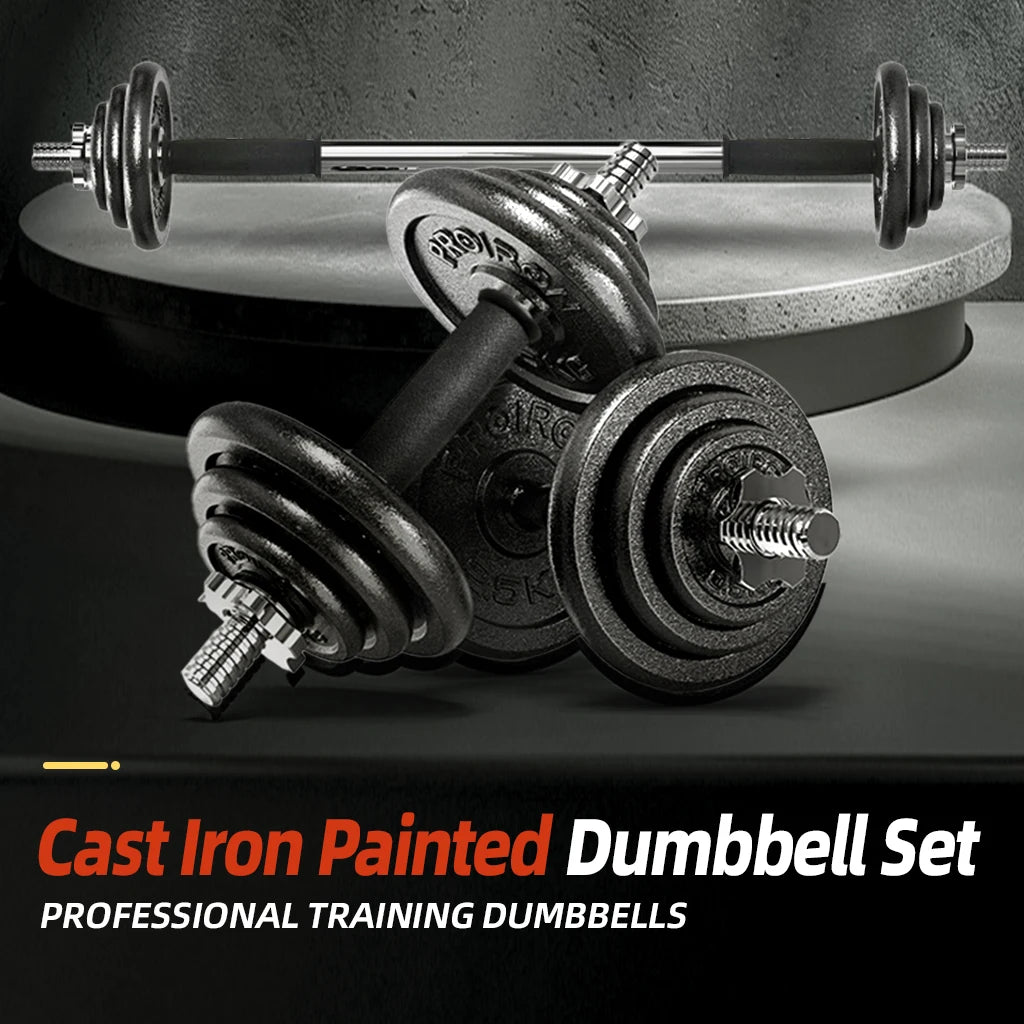 Cast Iron Painted Dumbbell Set, Includes 20kg Levels of Dumbbells, Equipped with Anti-Slip Locking Rings. Solid Cast Iron Construction Ensures Strength and Durability. Fitness Equipment and Sports Accessories Suitable for Str