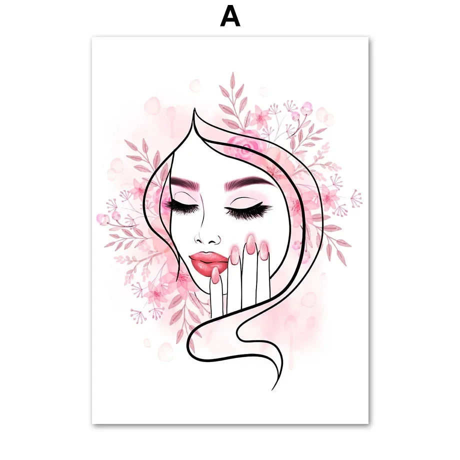 Makeup Beauty Nails Wall Art Print Eyebrow Lips Lipstick Lashes Canvas Painting Nordic Poster Bar Fashion Party Room Home Decor