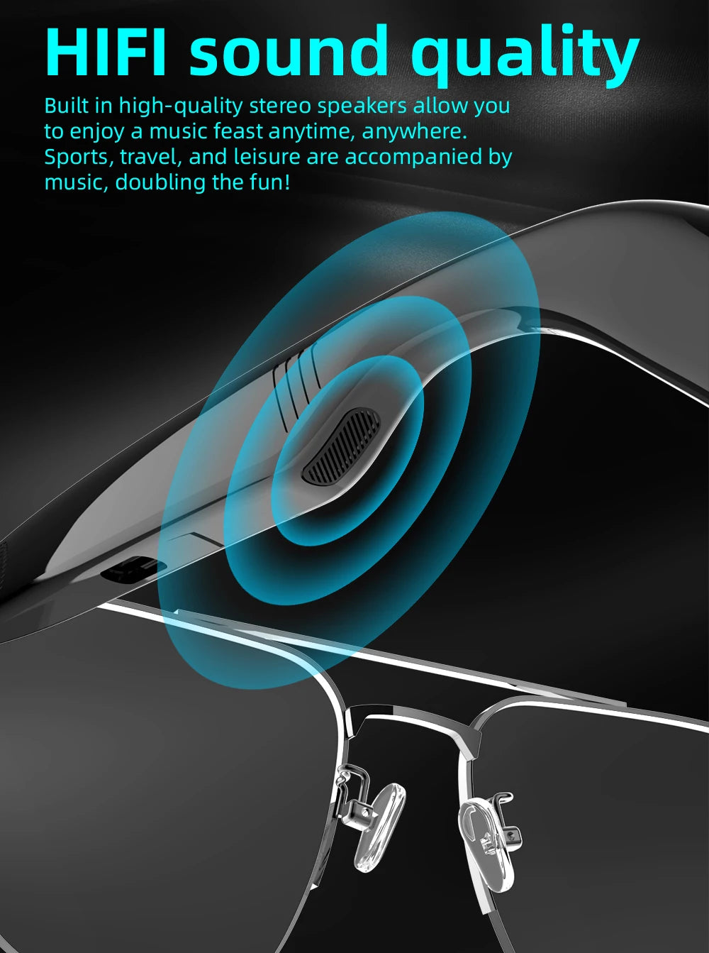 SG-15 Portable Outdoor Glasses Smart Music Sunglasses Earphones Wireless Bluetooth Headphone Hands-free Call Glasses For Driving