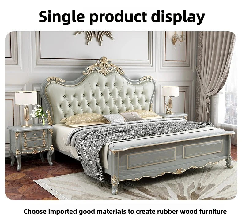 Vintage Modern Bed Multifonction Nordic Unique Queen French Bed Lounge Woode Headboard Camas Matrimonial Bedroom Furniture