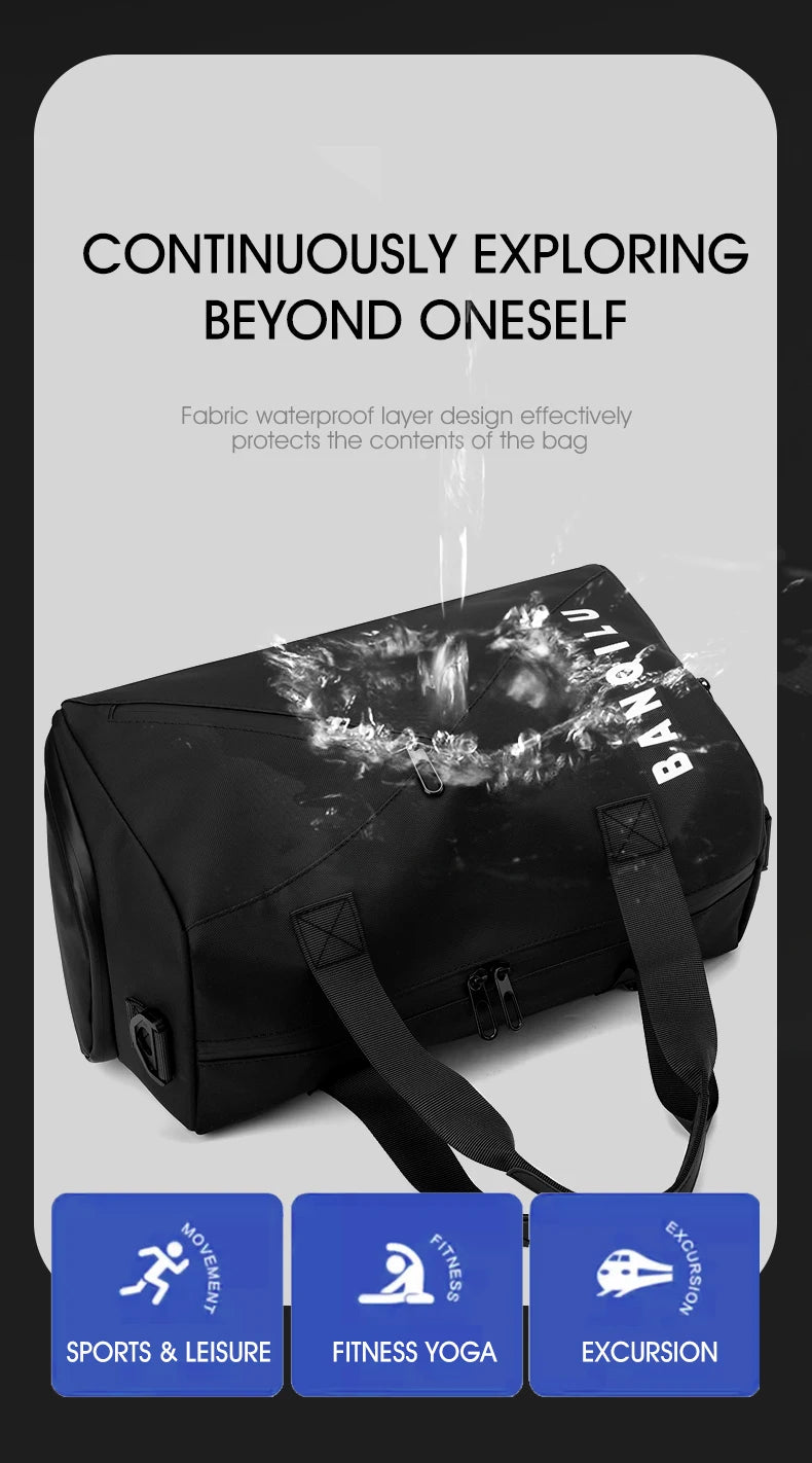 Unisex Large Capacity Handbag Crossbody Shoulder Bag Water-resistant, Gym Bag, Travel Bag for Men, Also Fits on Luggage Trolley