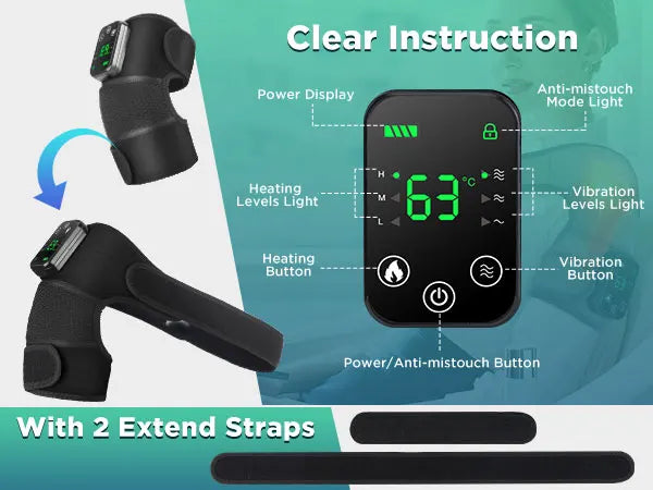 3 in 1 Heating Pad Shoulder Knee Elbow Brace for Arthritis Hot Compresss Joint Massage Strap Promote Blood Circulation Kneepad