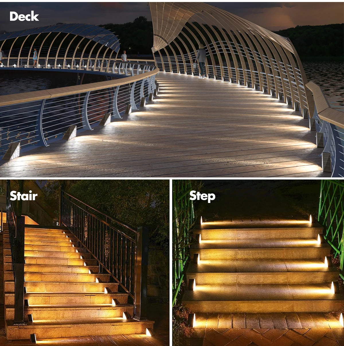 Solar Step Lights Outdoor Waterproof IP67 Solar Powered Stair Lights Triangle Solar Deck Lights for Outside Garden Patio Yard