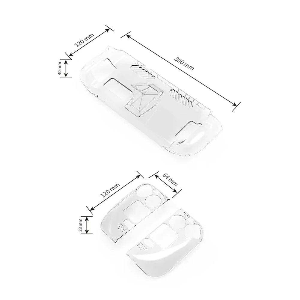 Hard PC Crystal Clear Protective Cover Anti Slip Transparent Host Split Cases Accessories Detachable with Support for Steam Deck