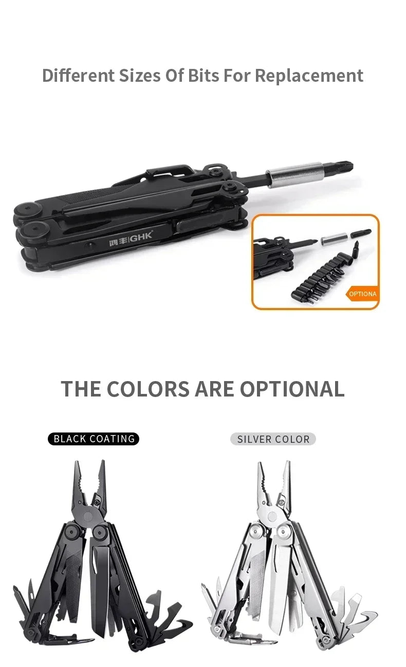 BHBT 19 in 1 Multitool Pliers Folding Knife Multi Tool Hoxagon Wrench Outdoor Camping EDC Tool Home Repair Maintenance