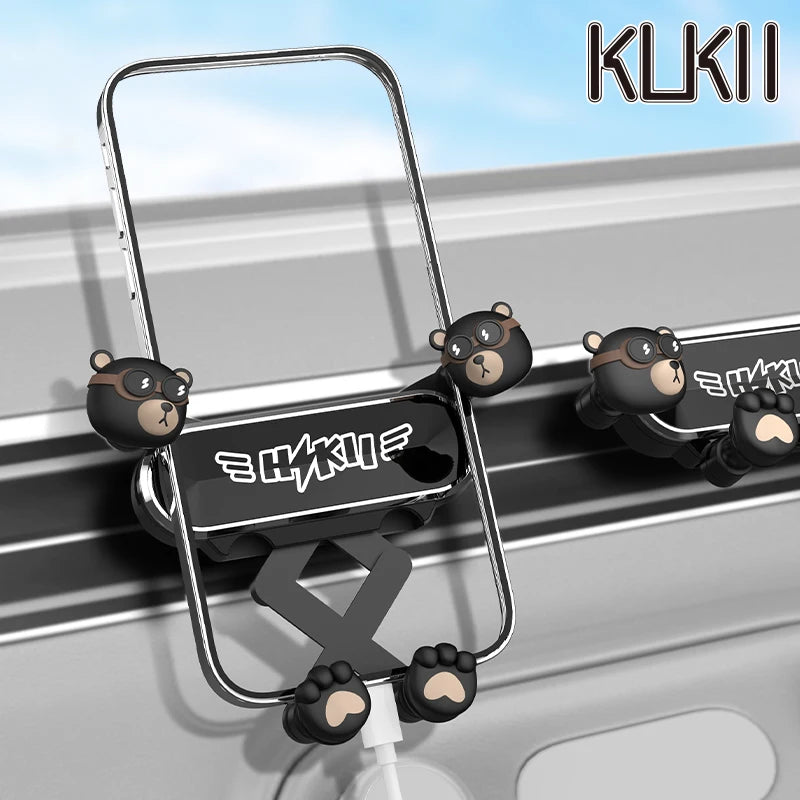 Cartoon car phone holder vent mount strong gravity clip cell air conditioner outlet stand mobile assecories support rack bracket
